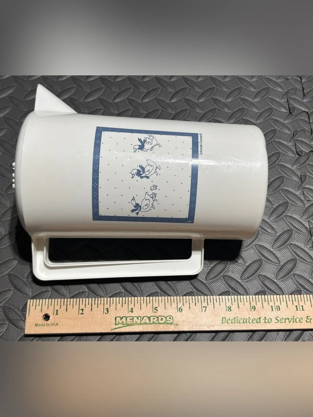 Schmidt-Cannon Vintage Cottage Core White/Blue Goose Pattern Pitcher